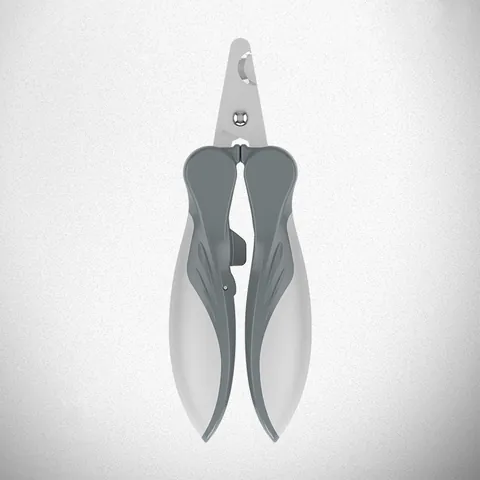 Dog nail clippers with stainless steel blades and grey two-tone handles