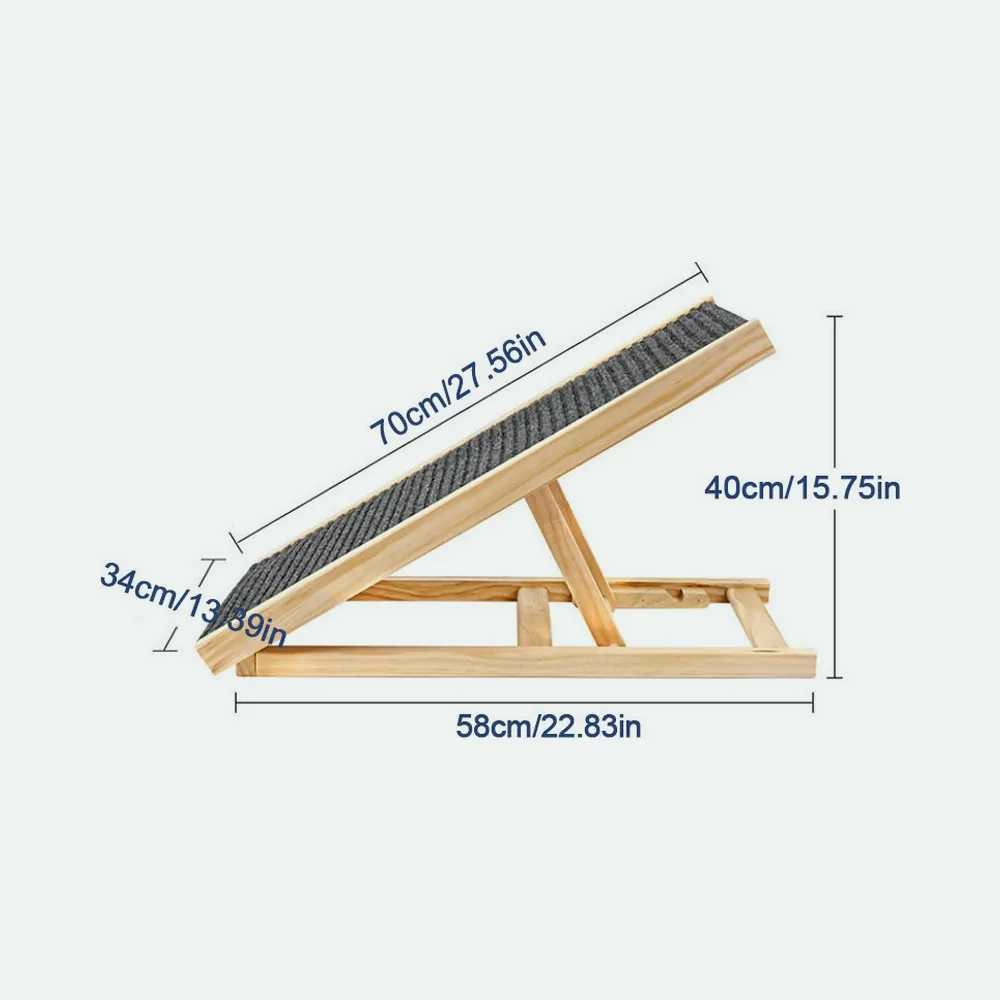 Ramp measurements: 70 cm long, 34 cm wide, 58 cm base and 40 cm high