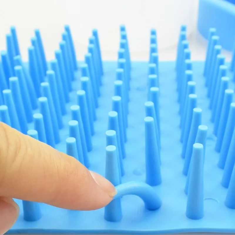 Close-up of the soft silicone bristles on the paw washer insert