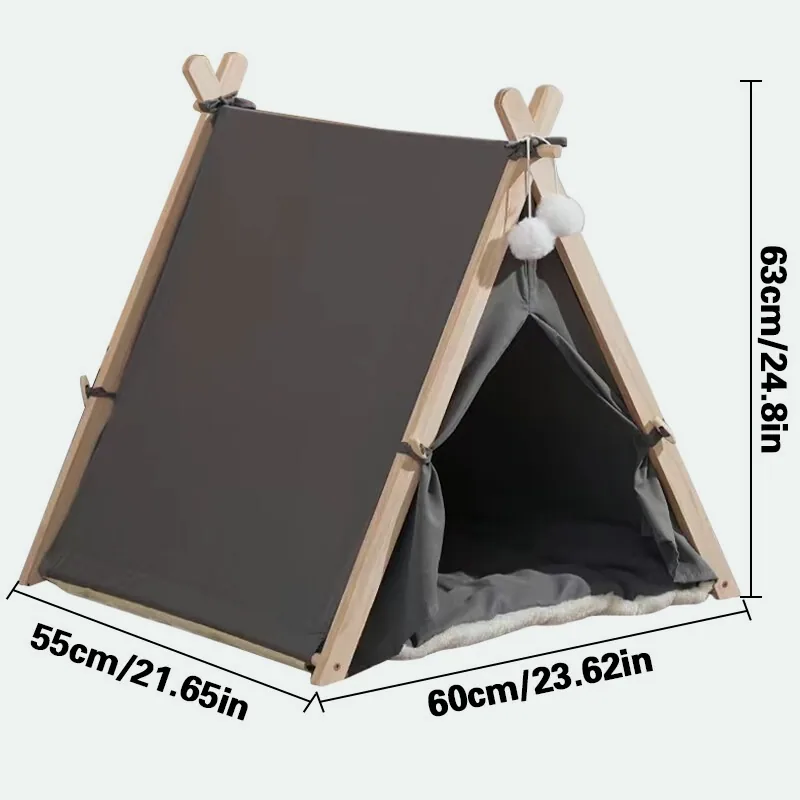 Teepee measurements: 60 cm wide, 55 cm deep and 63 cm tall